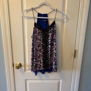 Express Blue Patterned Haltered Top Size Medium